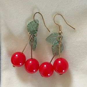 Vintage glass cherry earrings